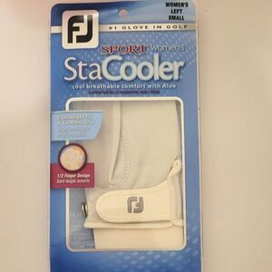 NWT FJ Women’s Left Golf Glove (Small) Stacooler white 1/2 finger design